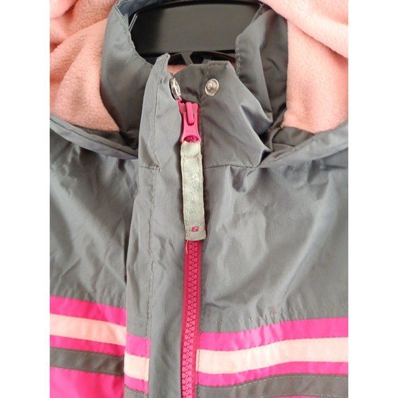 Skechers Fleece Lined Winter Jacket Girls Large 14-16 Pink Full Zip Hooded - Picture 6 of 10